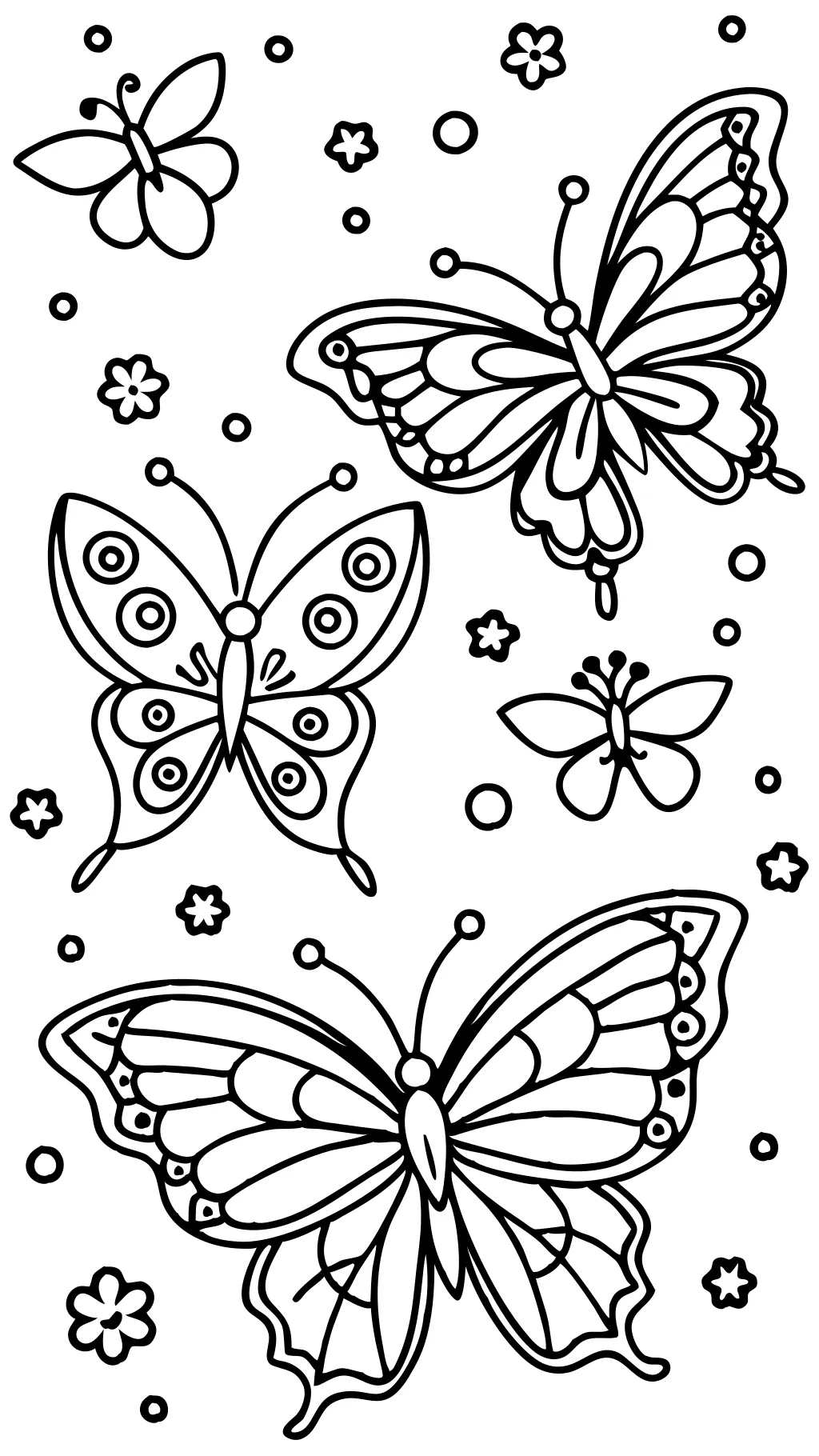 Página para colorear de mariposas